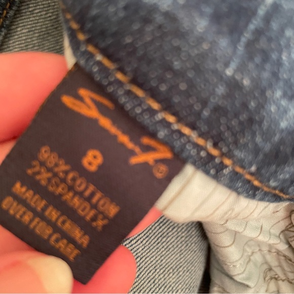 Seven7 Denim Medium Wash Mid Rise Distressed Boot Cut Blue Jeans Size 8 - Picture 3 of 6
